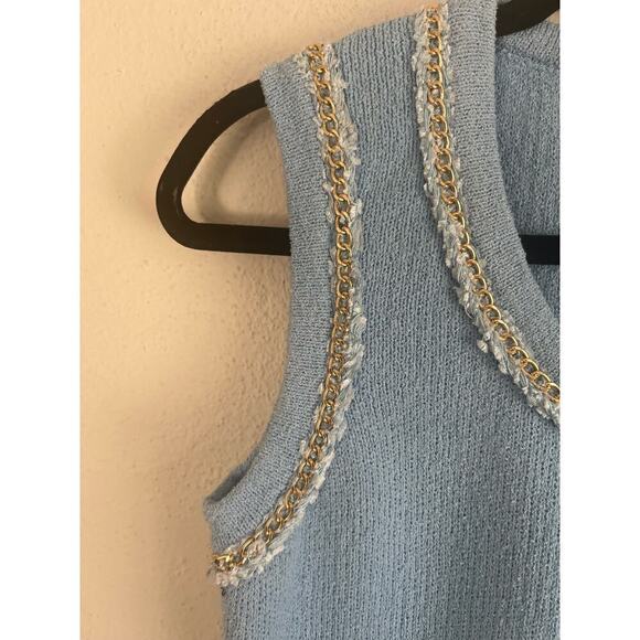 Anthropologie Endless Rose Woman Blue Endless Rose Chain Detail Knit Min… - Picture 8 of 12